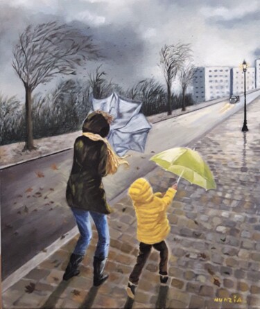 Painting titled "Quand le vent se lè…" by Nunzia Alfano Bounakhla, Original Artwork, Acrylic