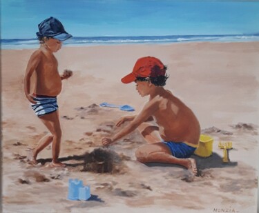 Peinture intitulée "Jeux de sable" par Nunzia Alfano Bounakhla, Œuvre d'art originale, Acrylique