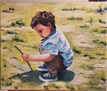 Peinture intitulée "Le petit baton" par Nunzia Alfano Bounakhla, Œuvre d'art originale, Acrylique