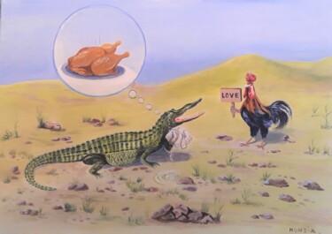 Painting titled "Larmes de crocodile…" by Nunzia Alfano Bounakhla, Original Artwork, Acrylic