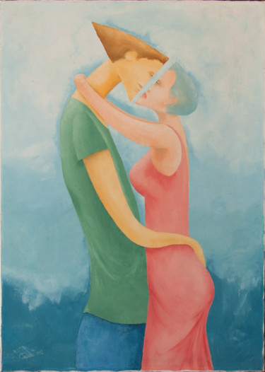 Pittura intitolato "Il bacio" da Nunzio Capece, Opera d'arte originale, Olio