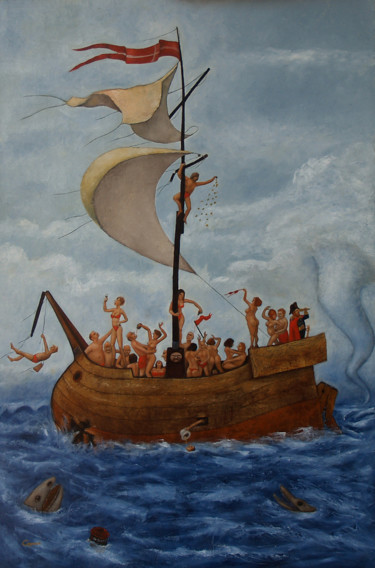 Pittura intitolato "Nave dei folli." da Nunzio Capece, Opera d'arte originale, Olio