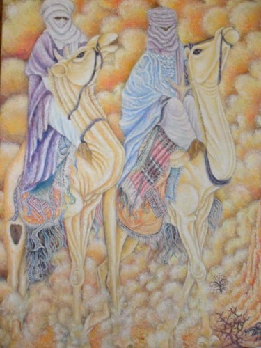 Peinture intitulée "Touareg" par Nurdin Tamughli, Œuvre d'art originale, Huile