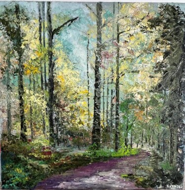 Painting titled "El bosque" by Nuria Candau, Original Artwork, Oil