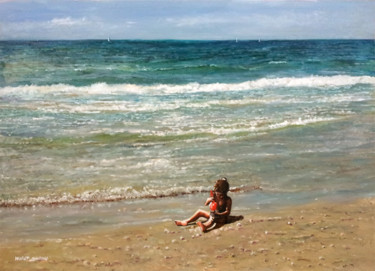 Peinture intitulée "a-child-in-the-sea-…" par Shany, Œuvre d'art originale