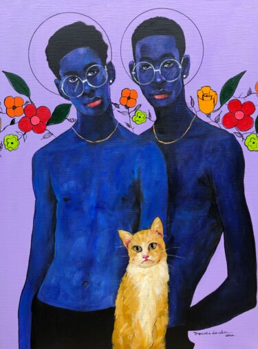 Malerei mit dem Titel "“The black boy’s dr…" von Nurudeen Popoola, Original-Kunstwerk, Acryl Auf Keilrahmen aus Holz montiert