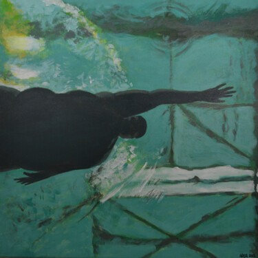 Painting titled "Ondine Propulsion" by Nusch, Original Artwork, Acrylic Mounted on Wood Stretcher frame