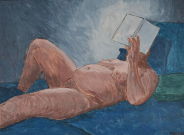 Pintura titulada "La lectrice" por Nusch, Obra de arte original, Acrílico Montado en Bastidor de camilla de madera