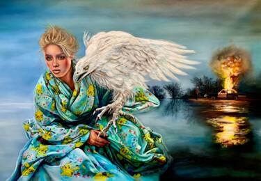 Painting titled "In fuga dall’ego" by Nush Menna, Original Artwork, Oil