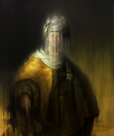 Pittura intitolato "Man in Oriental Cos…" da Nusret Aktay, Opera d'arte originale, Olio Montato su Telaio per barella in leg…