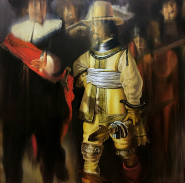 Pintura intitulada "The Night Watch - R…" por Nusret Aktay, Obras de arte originais, Óleo Montado em Armação em madeira