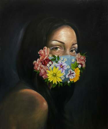 Pintura titulada "Love in Quarantine 1" por Nusret Aktay, Obra de arte original, Oleo Montado en Bastidor de camilla de made…