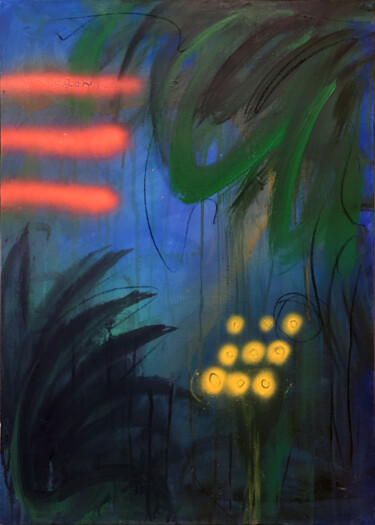 Картина под названием "Deep blue" - Nusret Aktay, Подлинное произведение искусства, Акрил Установлен на Деревянная рама для…