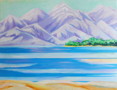 Painting titled "Sea end mountains" by Nutis Goboika, Original Artwork, Acrylic