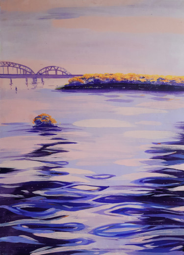 Painting titled "Bridge over the Dni…" by Nutis Goboika, Original Artwork, Acrylic