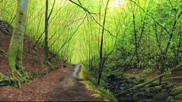 Malerei mit dem Titel "Walk in the Woods" von Nuwan Darshana, Original-Kunstwerk, Acryl