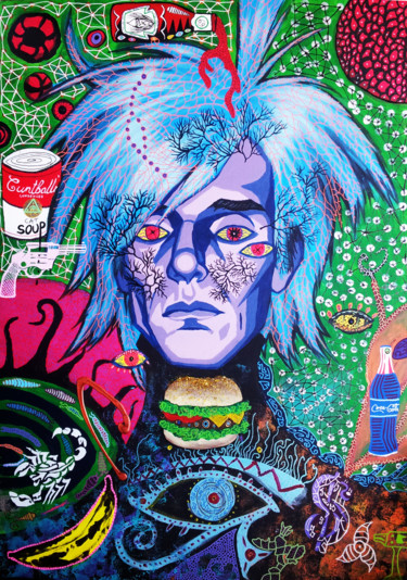 Painting titled "andy-warhol" by Nyarlathotep, Original Artwork, Acrylic