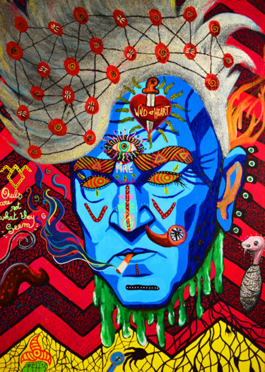 Schilderij getiteld "David Lynch" door Nyarlathotep, Origineel Kunstwerk, Acryl