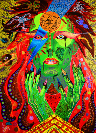 Schilderij getiteld "David Bowie" door Nyarlathotep, Origineel Kunstwerk, Acryl