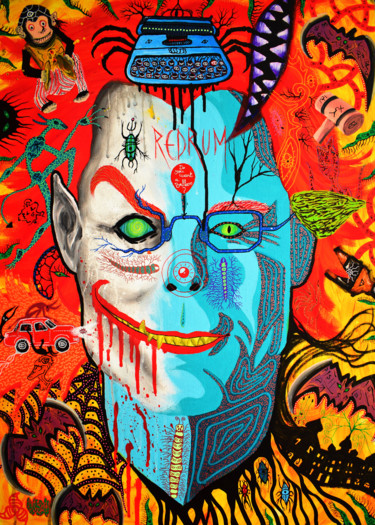 Pintura intitulada "Stephen King" por Nyarlathotep, Obras de arte originais, Acrílico
