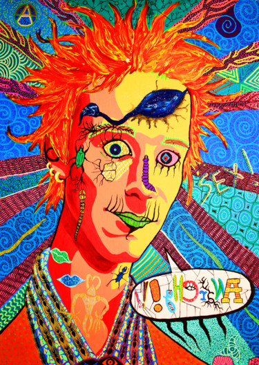 Peinture intitulée "Johnny Rotten" par Nyarlathotep, Œuvre d'art originale, Acrylique Monté sur Carton