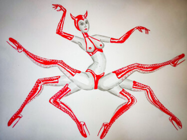 Dessin intitulée "A lot of legs" par Nyarlathotep, Œuvre d'art originale, Crayon