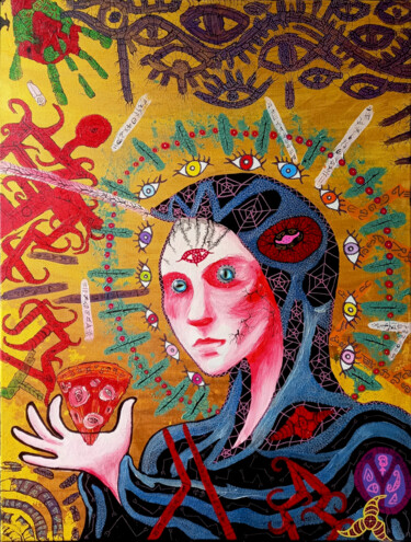 Malerei mit dem Titel "Marie" von Nyarlathotep, Original-Kunstwerk, Acryl