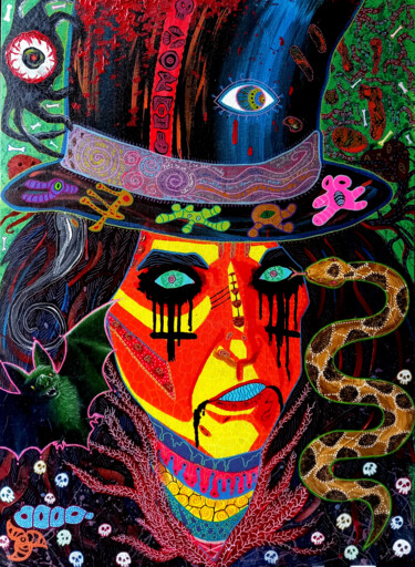 Peinture intitulée "Alice Cooper" par Nyarlathotep, Œuvre d'art originale, Acrylique