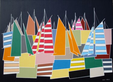 Painting titled "Armoric sails" by Nyls  Eliot, Original Artwork, Acrylic