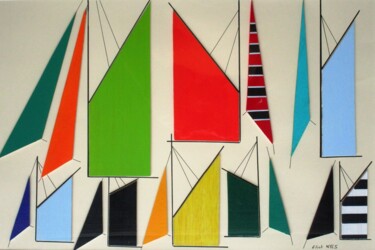 Collages titled "Sun Sails" by Nyls  Eliot, Original Artwork, Wood