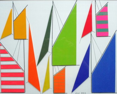 Collages intitolato "Atlantic Sails" da Nyls  Eliot, Opera d'arte originale, Collages