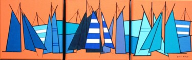 Painting titled "Les voiles bleues -…" by Nyls  Eliot, Original Artwork, Acrylic