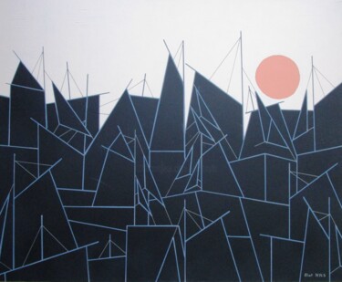 Картина под названием "Secret de la nuit" - Nyls  Eliot, Подлинное произведение искусства, Акрил Установлен на Деревянная ра…