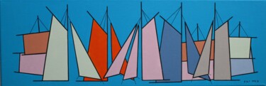 Painting titled "Voiles du matin" by Nyls  Eliot, Original Artwork, Acrylic Mounted on Wood Stretcher frame