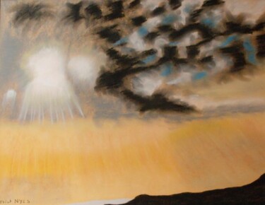 Disegno intitolato "Soleil et nuages" da Nyls  Eliot, Opera d'arte originale, Pastello