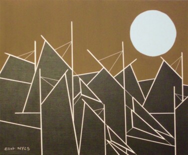 Peinture intitulée "Rencontre nocturne" par Nyls  Eliot, Œuvre d'art originale