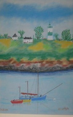 Dessin intitulée "Port de Doëlan- Bre…" par Nyls  Eliot, Œuvre d'art originale, Pastel