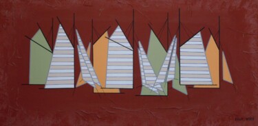 Pintura titulada "Voiles rayées sur f…" por Nyls  Eliot, Obra de arte original, Acrílico