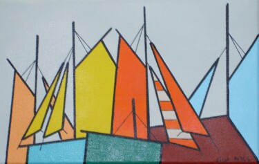 Painting titled "Voiles orange 2" by Nyls  Eliot, Original Artwork, Acrylic