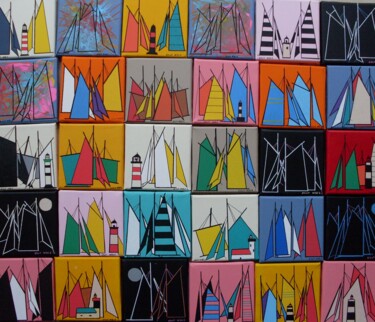 Malerei mit dem Titel "patchwork-12x12-201…" von Nyls  Eliot, Original-Kunstwerk, Acryl