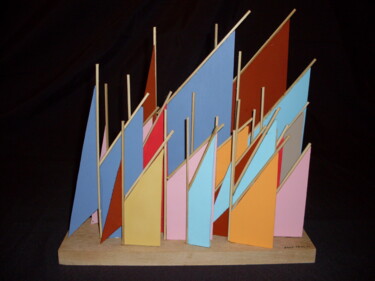 Sculpture intitulée "Voiles océanes" par Nyls  Eliot, Œuvre d'art originale, Bois