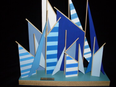 Sculpture titled "2-voiles-oceane-ser…" by Nyls  Eliot, Original Artwork, Wood