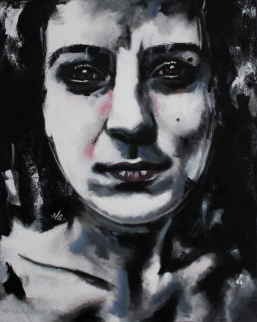 Malerei mit dem Titel "Katia (PORTRAIT SER…" von Nymira Gray, Original-Kunstwerk, Acryl