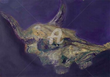 Peinture intitulée "Crâne bovin" par Nyna Loupiac, Œuvre d'art originale, Huile