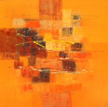 Peinture intitulée "Harmony in Orange" par Nyoman Suarsa, Œuvre d'art originale