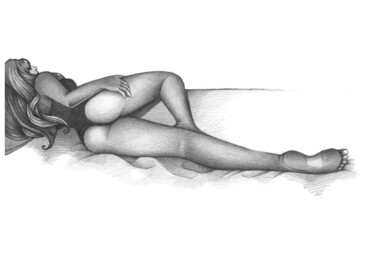 Drawing titled "Relaxed" by O-Hido Sonia Art, Original Artwork, Graphite
