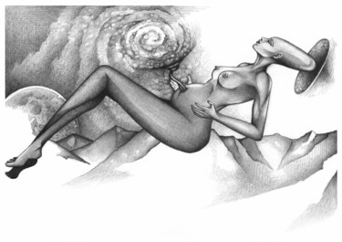 Dessin intitulée "The great mother" par O-Hido Sonia Art, Œuvre d'art originale, Graphite