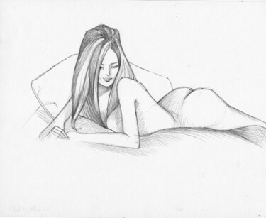 Drawing titled "Donna nuda" by O-Hido Sonia Art, Original Artwork, Ballpoint pen