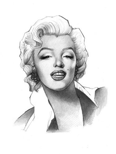 Dibujo titulada "Marilyn Monroe" por O-Hido Sonia Art, Obra de arte original, Grafito