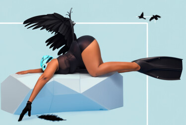 Grafika cyfrowa / sztuka generowana cyfrowo zatytułowany „Fallen dark angel” autorstwa O-Hido Sonia Art, Oryginalna praca, O…